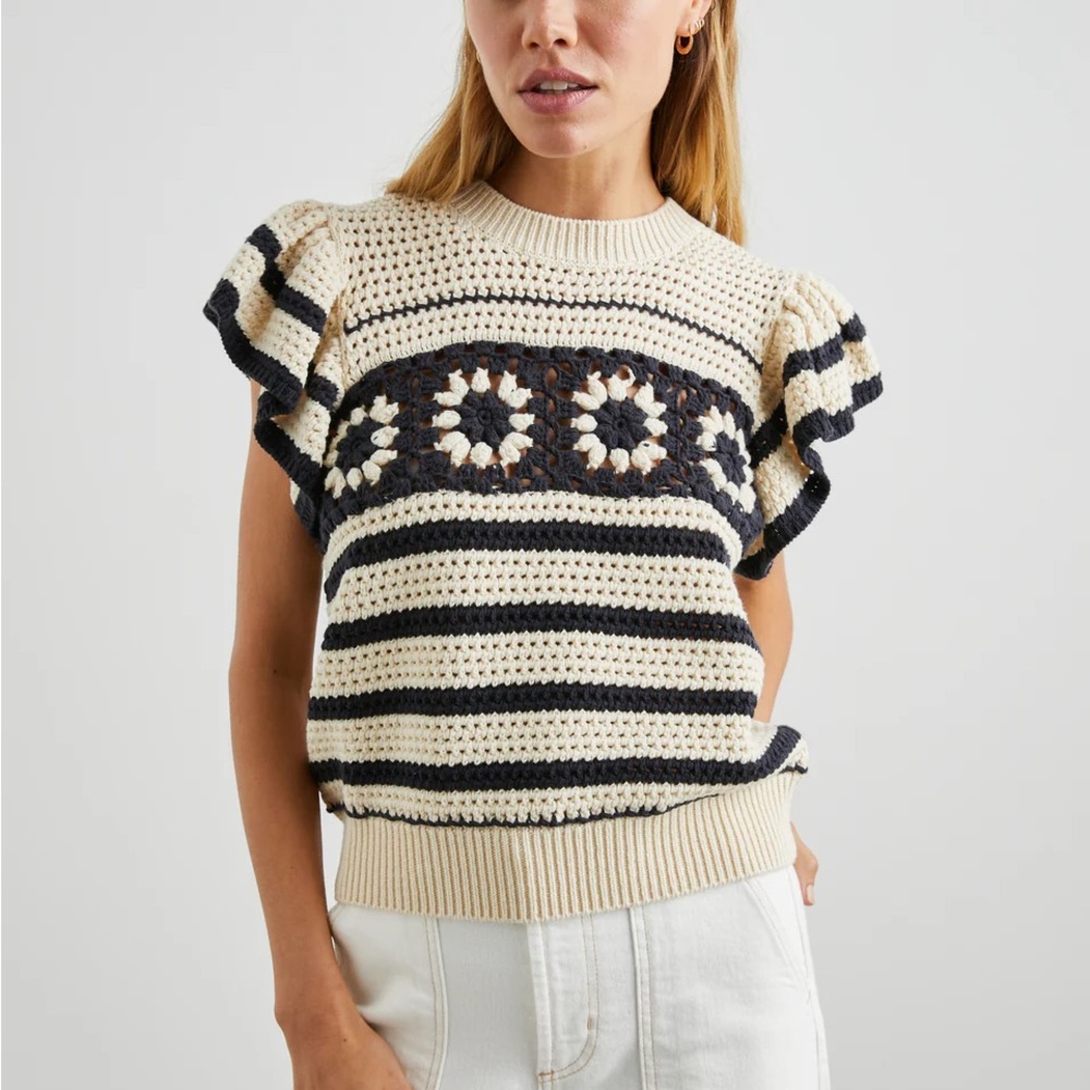 Rails Crochet Ruffle Sleeve Top